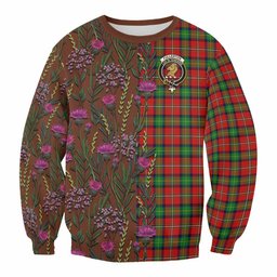 ScotsTee Shop Scottish Fullerton Family Crest Tartan Sweatshirt Scottish Thistle Flower Pattern Half Style