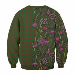 ScotsTee Shop Scottish Menzies Family Crest Tartan Sweatshirt Scottish Thistle Flower Pattern Half Style