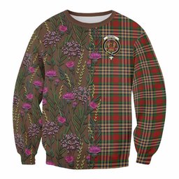 ScotsTee Shop Scottish MacGill (MakGill) Family Crest Tartan Sweatshirt Scottish Thistle Flower Pattern Half Style