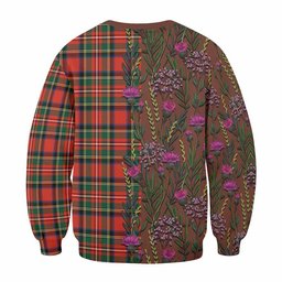 ScotsTee Shop Scottish Lyle Family Crest Tartan Sweatshirt Scottish Thistle Flower Pattern Half Style