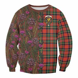 ScotsTee Shop Scottish Lyle Family Crest Tartan Sweatshirt Scottish Thistle Flower Pattern Half Style