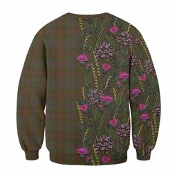 ScotsTee Shop Scottish Gray Family Crest Tartan Sweatshirt Scottish Thistle Flower Pattern Half Style
