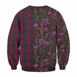 ScotsTee Shop Scottish Lindsay Family Crest Tartan Sweatshirt Scottish Thistle Flower Pattern Half Style