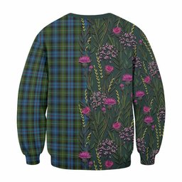 ScotsTee Shop Scottish Mackenzie (Mckenzie) Family Crest Tartan Sweatshirt Scottish Thistle Flower Pattern Half Style