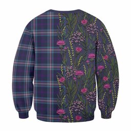 ScotsTee Shop Scottish Nevoy Family Crest Tartan Sweatshirt Scottish Thistle Flower Pattern Half Style