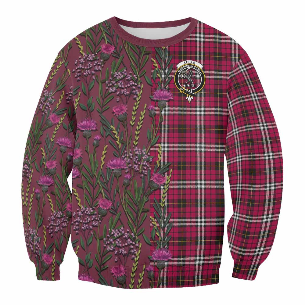 ScotsTee Shop Scottish Little Family Crest Tartan Sweatshirt Scottish Thistle Flower Pattern Half Style