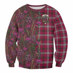 ScotsTee Shop Scottish Little Family Crest Tartan Sweatshirt Scottish Thistle Flower Pattern Half Style