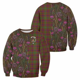 ScotsTee Shop Scottish Lumsden Family Crest Tartan Sweatshirt Scottish Thistle Flower Pattern Half Style