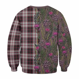 ScotsTee Shop Scottish MacPherson (McPherson) Family Crest Tartan Sweatshirt Scottish Thistle Flower Pattern Half Style