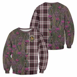 ScotsTee Shop Scottish MacPherson (McPherson) Family Crest Tartan Sweatshirt Scottish Thistle Flower Pattern Half Style