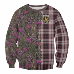 ScotsTee Shop Scottish MacPherson (McPherson) Family Crest Tartan Sweatshirt Scottish Thistle Flower Pattern Half Style