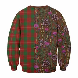 ScotsTee Shop Scottish MacPhee (McPhee) Family Crest Tartan Sweatshirt Scottish Thistle Flower Pattern Half Style