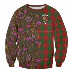 ScotsTee Shop Scottish MacPhee (McPhee) Family Crest Tartan Sweatshirt Scottish Thistle Flower Pattern Half Style