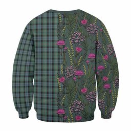 ScotsTee Shop Scottish Melville Family Crest Tartan Sweatshirt Scottish Thistle Flower Pattern Half Style