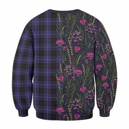 ScotsTee Shop Scottish Dunlop Family Crest Tartan Sweatshirt Scottish Thistle Flower Pattern Half Style