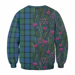 ScotsTee Shop Scottish MacThomas (McThomas) Family Crest Tartan Sweatshirt Scottish Thistle Flower Pattern Half Style