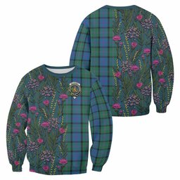 ScotsTee Shop Scottish MacThomas (McThomas) Family Crest Tartan Sweatshirt Scottish Thistle Flower Pattern Half Style
