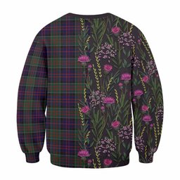 ScotsTee Shop Scottish MacDonald (McDonald) of Clanranald Family Crest Tartan Sweatshirt Scottish Thistle Flower Pattern Half Style