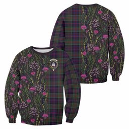 ScotsTee Shop Scottish MacDonald (McDonald) of Clanranald Family Crest Tartan Sweatshirt Scottish Thistle Flower Pattern Half Style