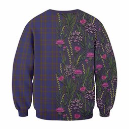 ScotsTee Shop Scottish Elliot Family Crest Tartan Sweatshirt Scottish Thistle Flower Pattern Half Style