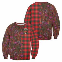 ScotsTee Shop Scottish Fenton Family Crest Tartan Sweatshirt Scottish Thistle Flower Pattern Half Style