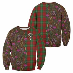 ScotsTee Shop Scottish Lennox Family Crest Tartan Sweatshirt Scottish Thistle Flower Pattern Half Style