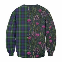 ScotsTee Shop Scottish Forbes Family Crest Tartan Sweatshirt Scottish Thistle Flower Pattern Half Style