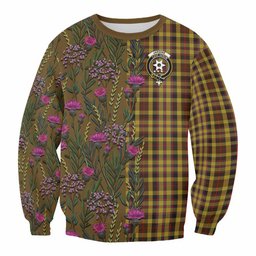 ScotsTee Shop Scottish Jardine Family Crest Tartan Sweatshirt Scottish Thistle Flower Pattern Half Style