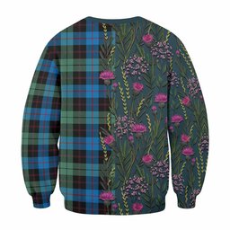 ScotsTee Shop Scottish Guthrie Family Crest Tartan Sweatshirt Scottish Thistle Flower Pattern Half Style
