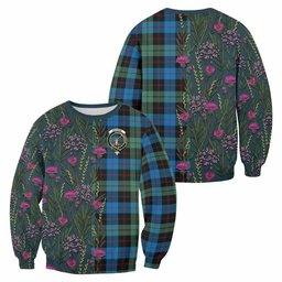 ScotsTee Shop Scottish Guthrie Family Crest Tartan Sweatshirt Scottish Thistle Flower Pattern Half Style
