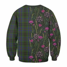 ScotsTee Shop Scottish MacInnes (McInnes) Family Crest Tartan Sweatshirt Scottish Thistle Flower Pattern Half Style