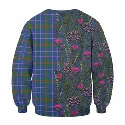 ScotsTee Shop Scottish Edmonstone Family Crest Tartan Sweatshirt Scottish Thistle Flower Pattern Half Style
