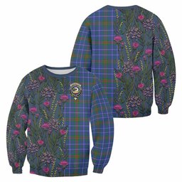 ScotsTee Shop Scottish Edmonstone Family Crest Tartan Sweatshirt Scottish Thistle Flower Pattern Half Style