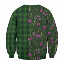 ScotsTee Shop Scottish MacArthur (McArthur) Family Crest Tartan Sweatshirt Scottish Thistle Flower Pattern Half Style