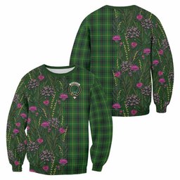 ScotsTee Shop Scottish MacArthur (McArthur) Family Crest Tartan Sweatshirt Scottish Thistle Flower Pattern Half Style