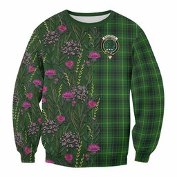 ScotsTee Shop Scottish MacArthur (McArthur) Family Crest Tartan Sweatshirt Scottish Thistle Flower Pattern Half Style