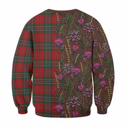 ScotsTee Shop Scottish MacLean (McLean) Family Crest Tartan Sweatshirt Scottish Thistle Flower Pattern Half Style