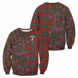 ScotsTee Shop Scottish MacLean (McLean) Family Crest Tartan Sweatshirt Scottish Thistle Flower Pattern Half Style