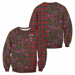 ScotsTee Shop Scottish MacNaughton (McNaughton) Family Crest Tartan Sweatshirt Scottish Thistle Flower Pattern Half Style