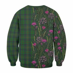 ScotsTee Shop Scottish Kennedy Family Crest Tartan Sweatshirt Scottish Thistle Flower Pattern Half Style