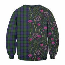 ScotsTee Shop Scottish Dundas Family Crest Tartan Sweatshirt Scottish Thistle Flower Pattern Half Style