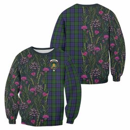 ScotsTee Shop Scottish Dundas Family Crest Tartan Sweatshirt Scottish Thistle Flower Pattern Half Style