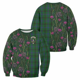 ScotsTee Shop Scottish Henderson Family Crest Tartan Sweatshirt Scottish Thistle Flower Pattern Half Style