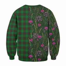 ScotsTee Shop Scottish Logie Family Crest Tartan Sweatshirt Scottish Thistle Flower Pattern Half Style