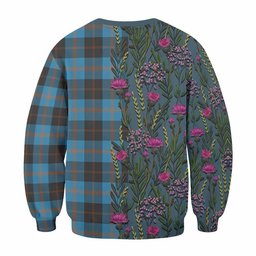 ScotsTee Shop Scottish Garden (Gardyne) Family Crest Tartan Sweatshirt Scottish Thistle Flower Pattern Half Style