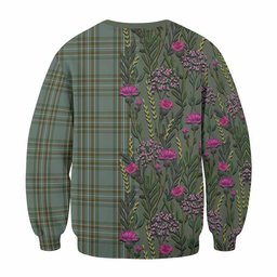 ScotsTee Shop Scottish Kelly Family Crest Tartan Sweatshirt Scottish Thistle Flower Pattern Half Style