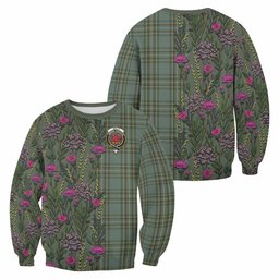 ScotsTee Shop Scottish Kelly Family Crest Tartan Sweatshirt Scottish Thistle Flower Pattern Half Style