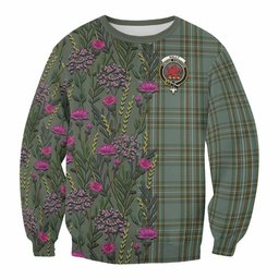 ScotsTee Shop Scottish Kelly Family Crest Tartan Sweatshirt Scottish Thistle Flower Pattern Half Style