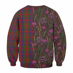 ScotsTee Shop Scottish Gow Family Crest Tartan Sweatshirt Scottish Thistle Flower Pattern Half Style
