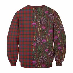 ScotsTee Shop Scottish Nicolson Family Crest Tartan Sweatshirt Scottish Thistle Flower Pattern Half Style